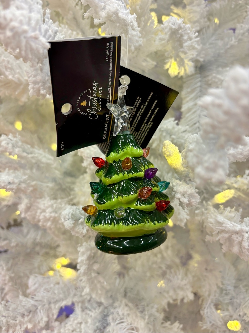 Ceramic Vintage Style light up Christmas Tree Ornament - NEW